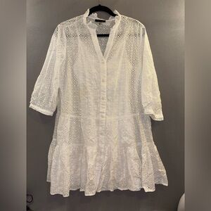 Tommy Hilfiger White Eyelet Dress women’s size 6 dainty delicate coastal summer